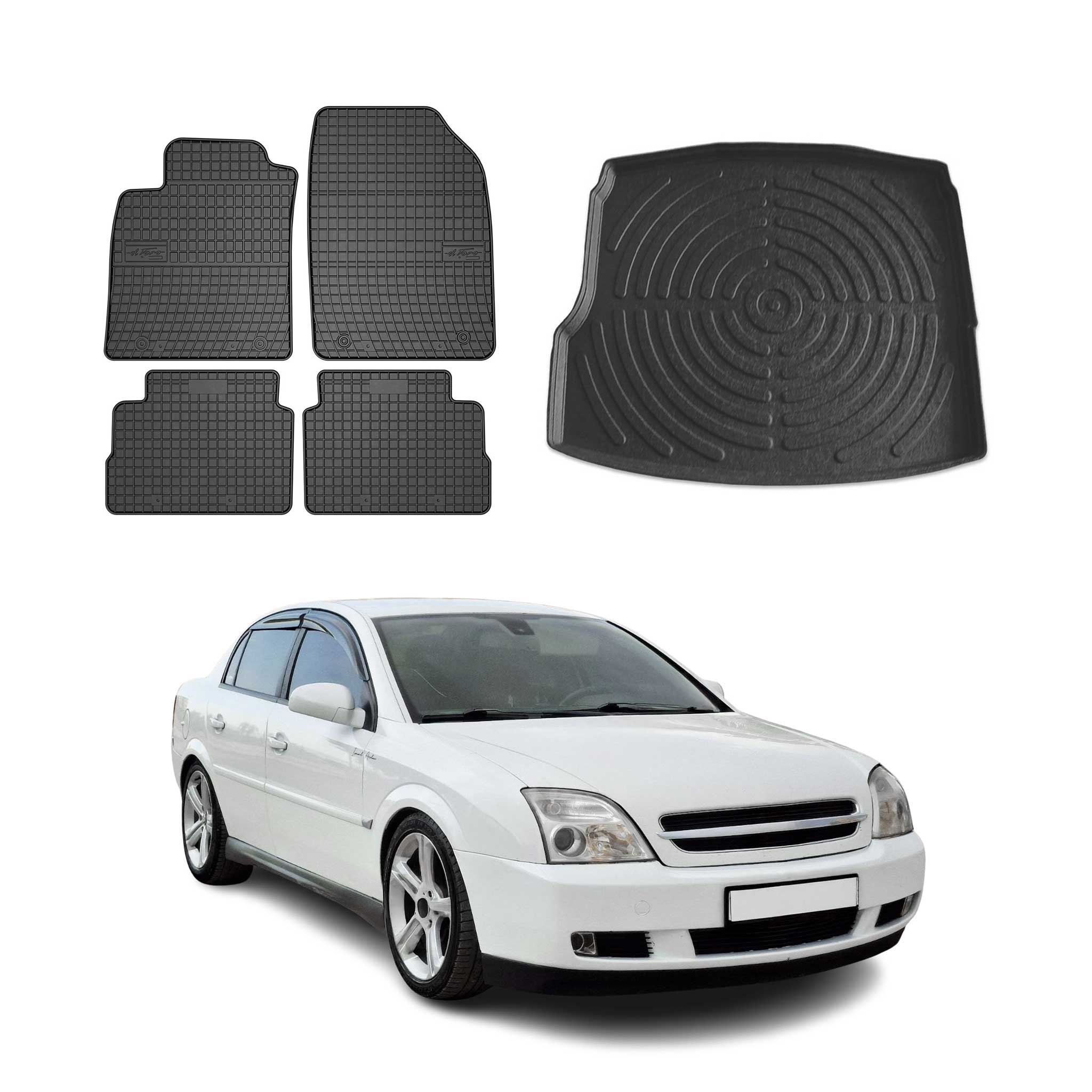 Kit Tapis de sol et coffre pour Opel Vectra C 2002-2008 TPE Noir