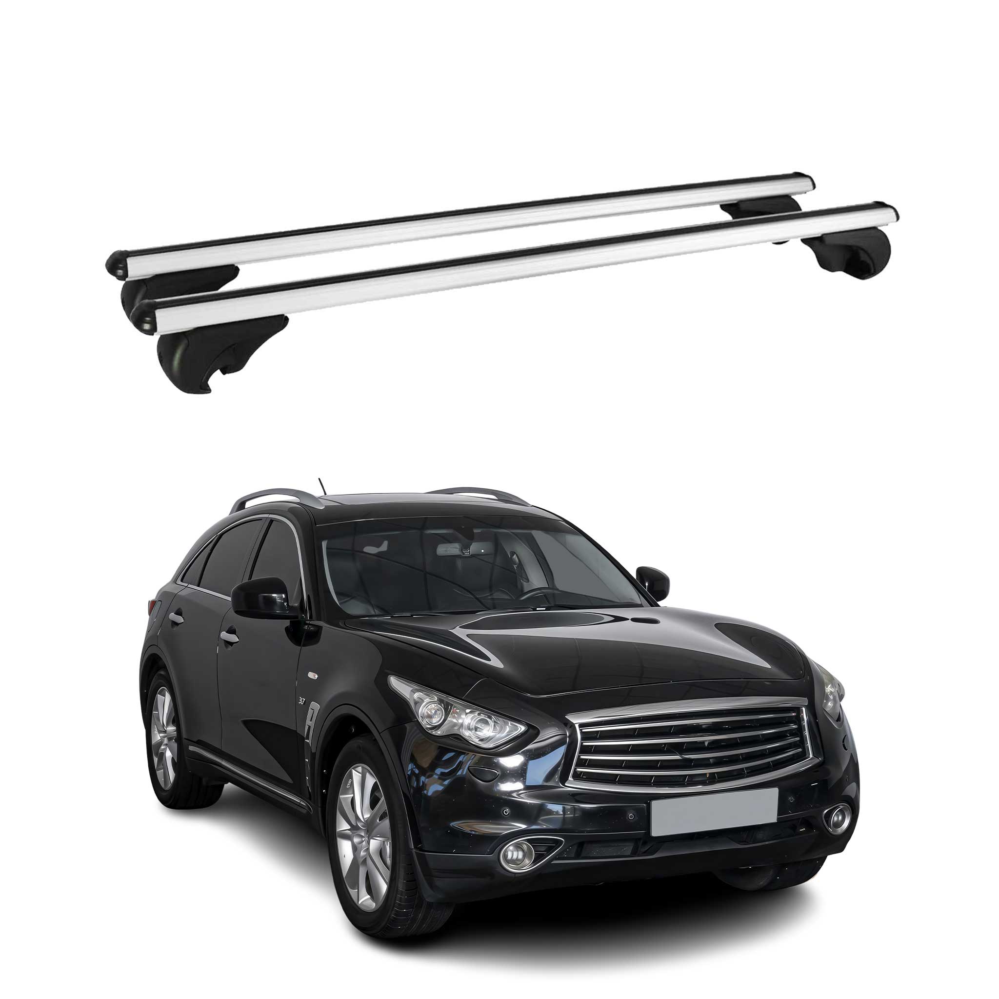 Barres de toit Transversales pour Infiniti QX70 2013-2021 Aluminium Argent