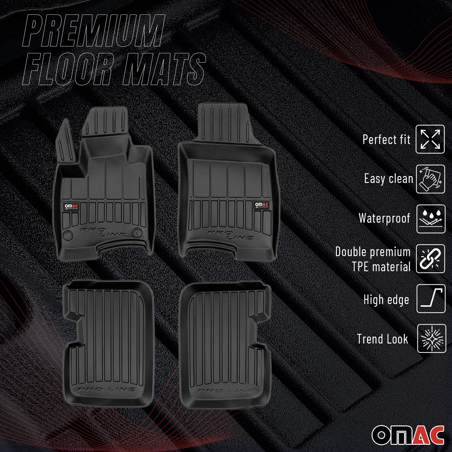 Tapis de Sol pour Fiat Panda 2012-2026 TPE Noir