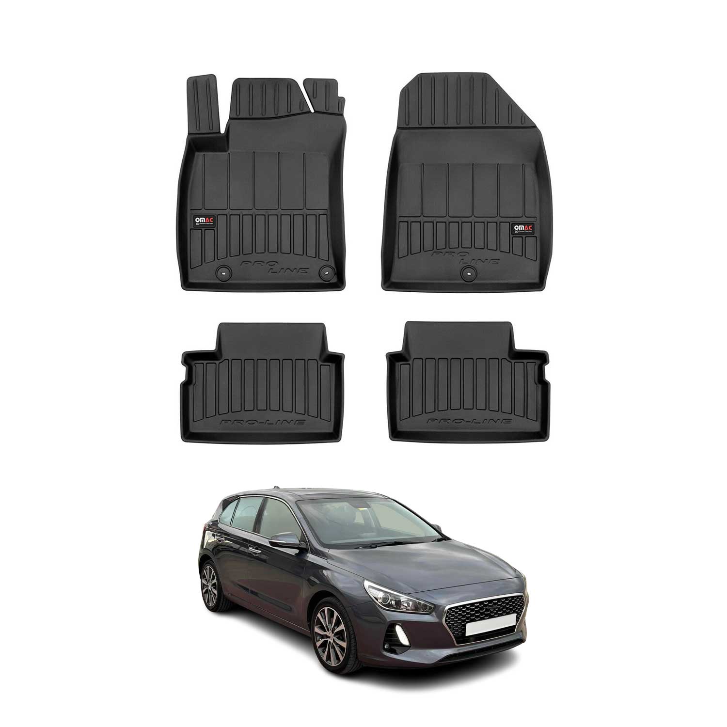 Tapis de Sol pour Hyundai i30 2017-2020 TPE Noir 4 Pcs