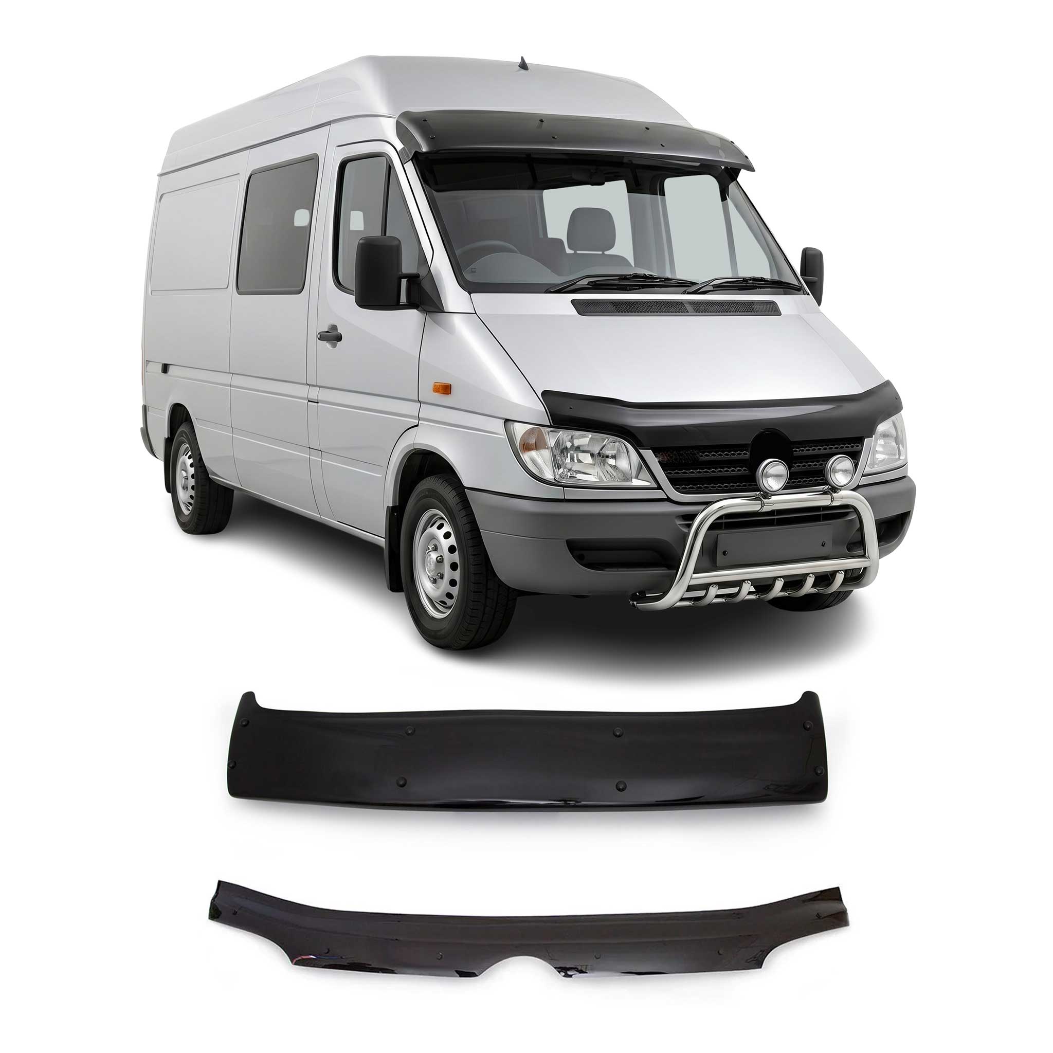 Set Déflecteur de Capot Visière Pare-brise pour Mercedes Sprinter 1995-2006 2Pcs