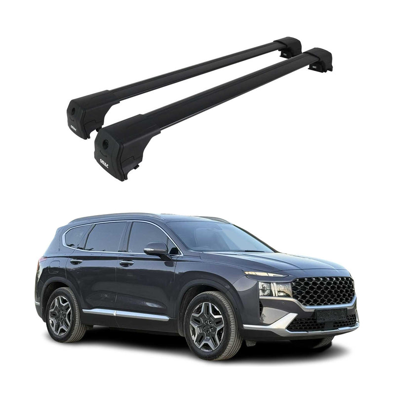 Barres de toit pour Hyundai Santa FE 2019-2023 Aluminium 2Pcs Noir ABE