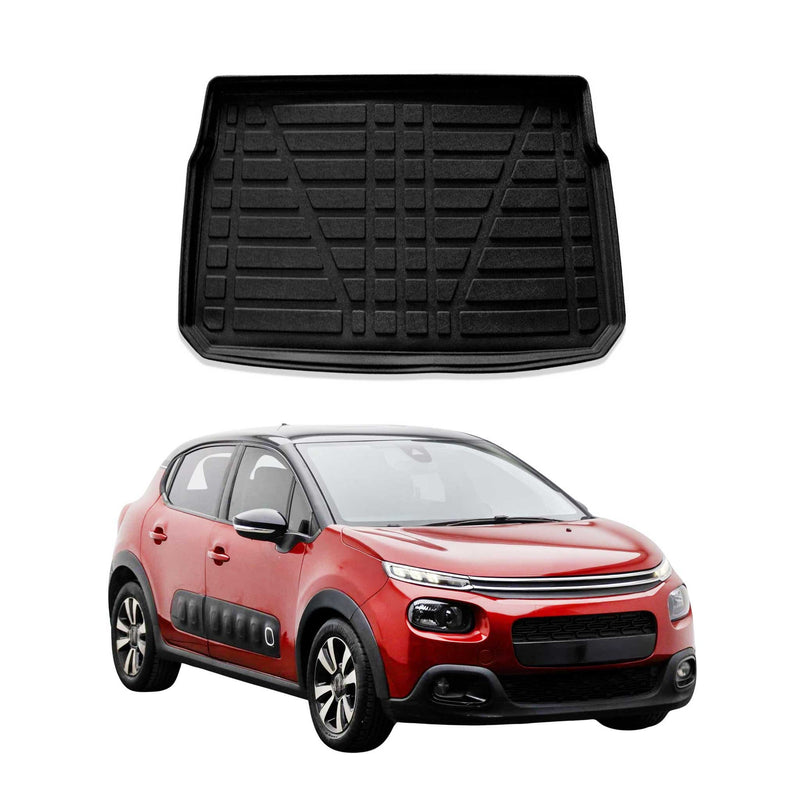Tapis de Coffre pour Citroen C3 2016-2022 HB en TPE Noir 1x