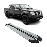 Marchepieds Latéraux pour Nissan Navara D40 Double Cab 2005-2016 Alu Argent 2Pcs