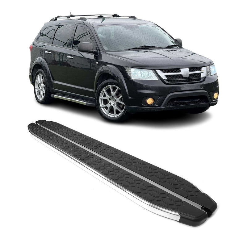 Marchepieds Latéraux pour Fiat Freemont 2011-2016 inox Brillant Argent Noir 2Pcs
