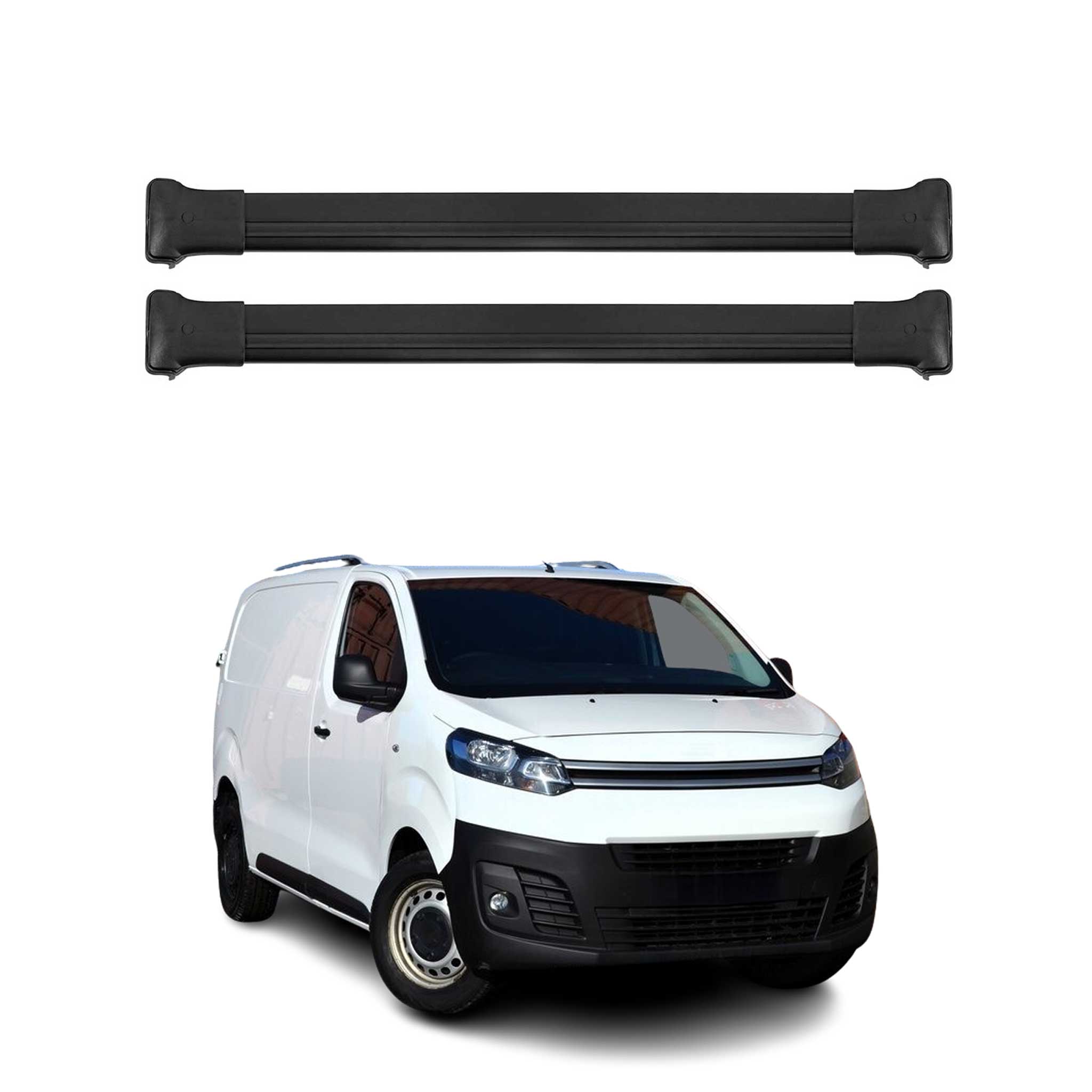 Barres de toit transversales pour Citroen Jumpy 2016-2025 Aluminium Noir