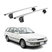 Barres de toit transversales Alu pour Toyota Carina T17 Break 1988-1992 Gris 2x