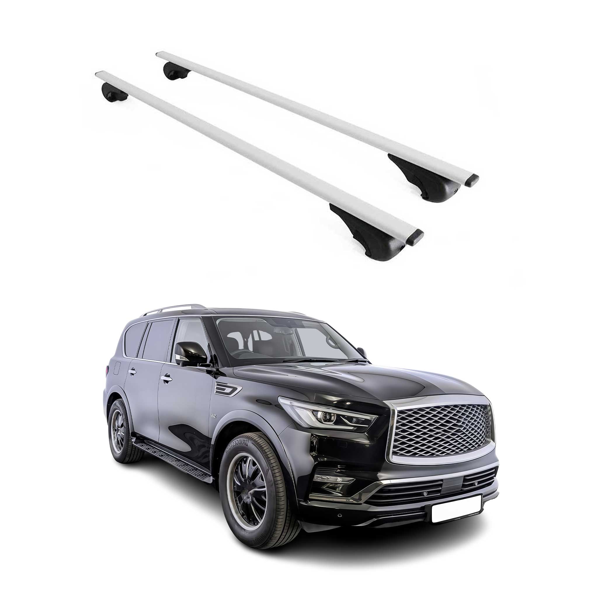 Barres de toit Transversales pour Infiniti Qx80 2015-2018 Fer Argent