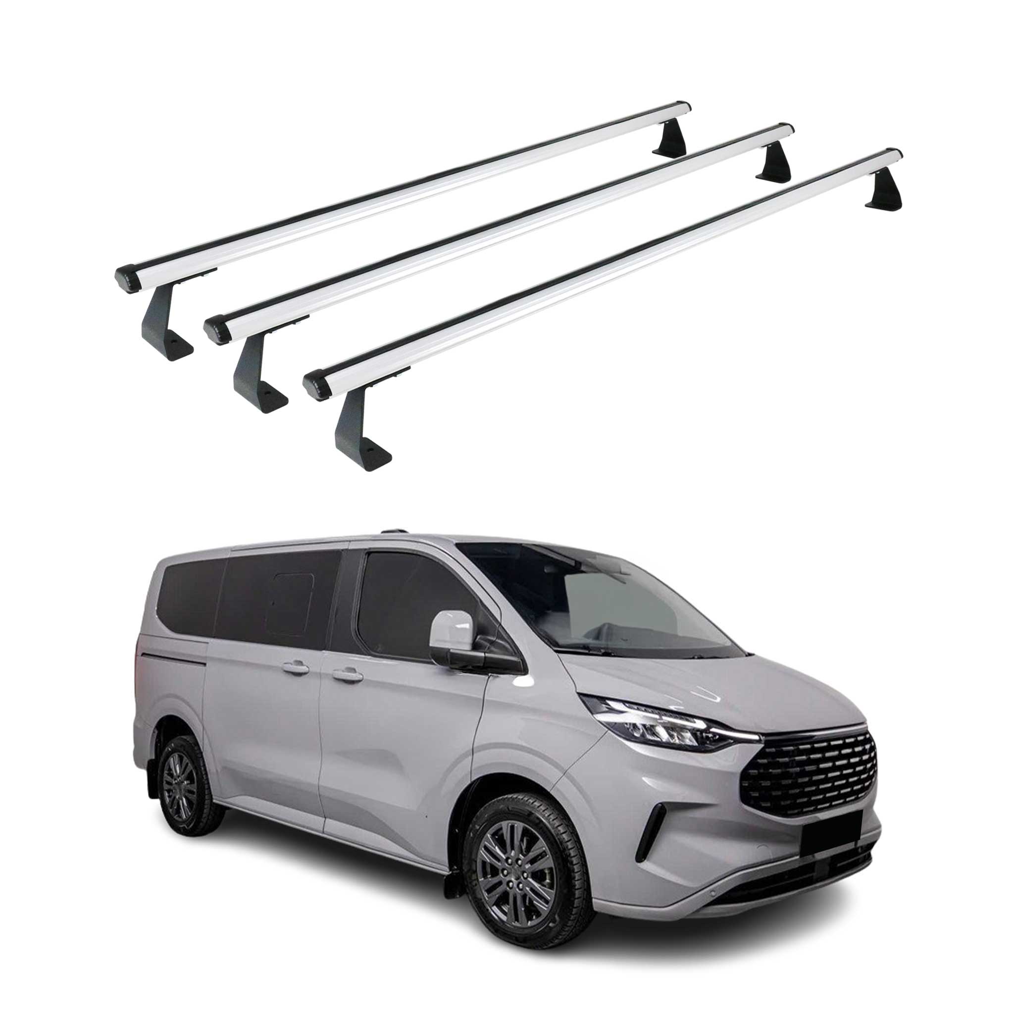 Barres de toit transversales pour VW Transporter T7 2023-2026 Alu Gris 3Pcs