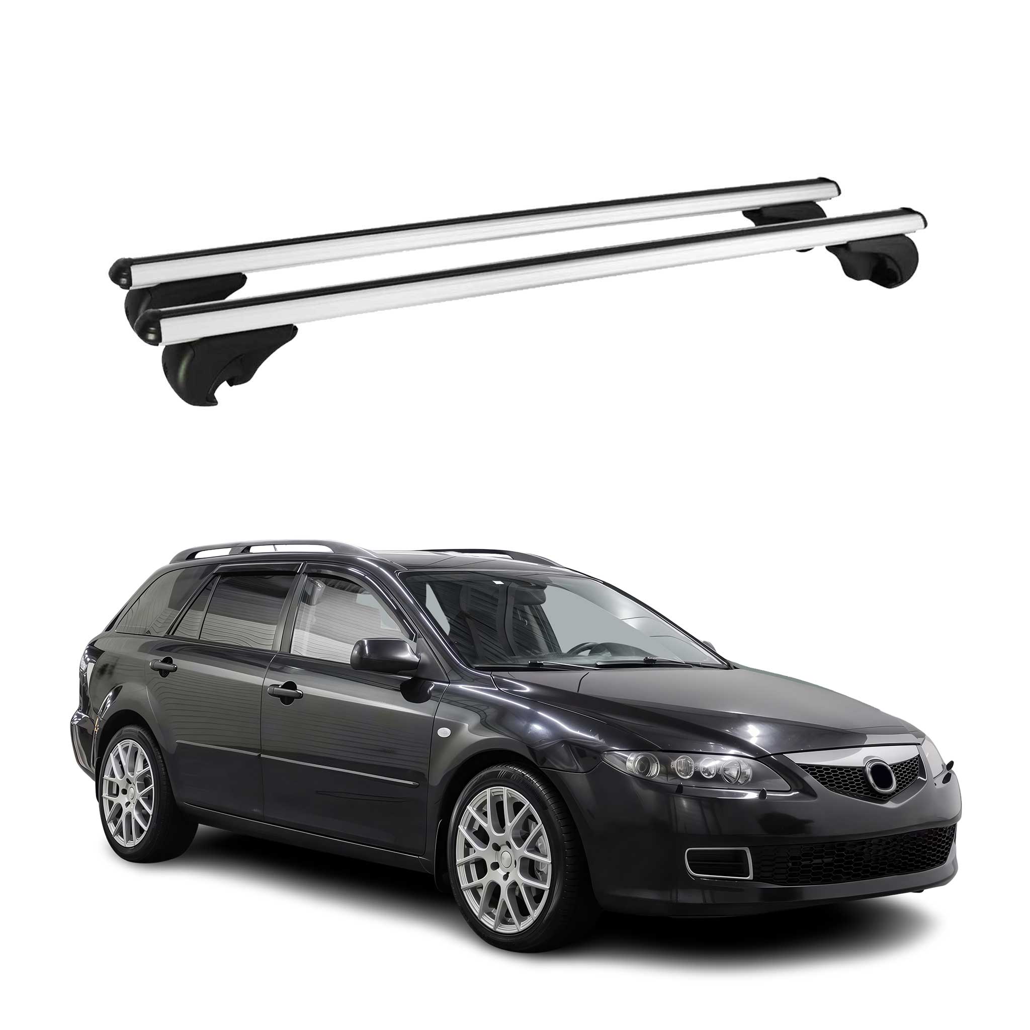 Barres de toit Transversales pour Mazda 6 2002-2007 Aluminium Argent