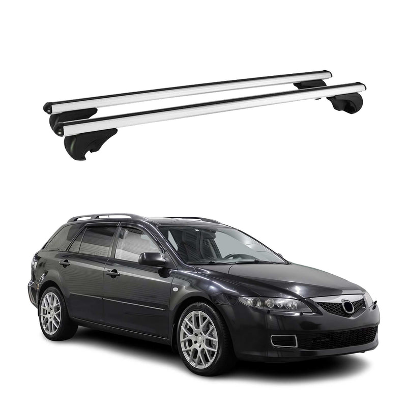 Barres de toit Transversales pour Mazda 6 2002-2007 Aluminium Argent