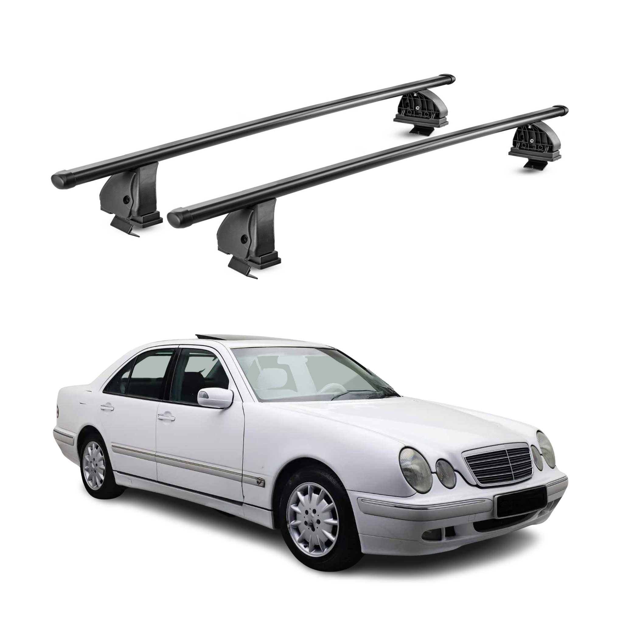 Barres de toit transversales acier pour Mercedes Classe E W210 1996-2002 Noir 2x