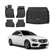 Kit Tapis de Sol et Coffre pour Mercedes Classe C W205 2013-2022 TPE Noir