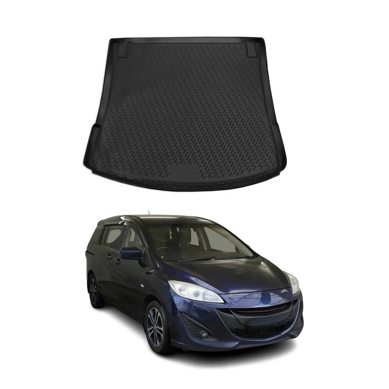 Tapis de Coffre pour Mazda 5 2010-2018 en caoutchouc TPE 3D Noir