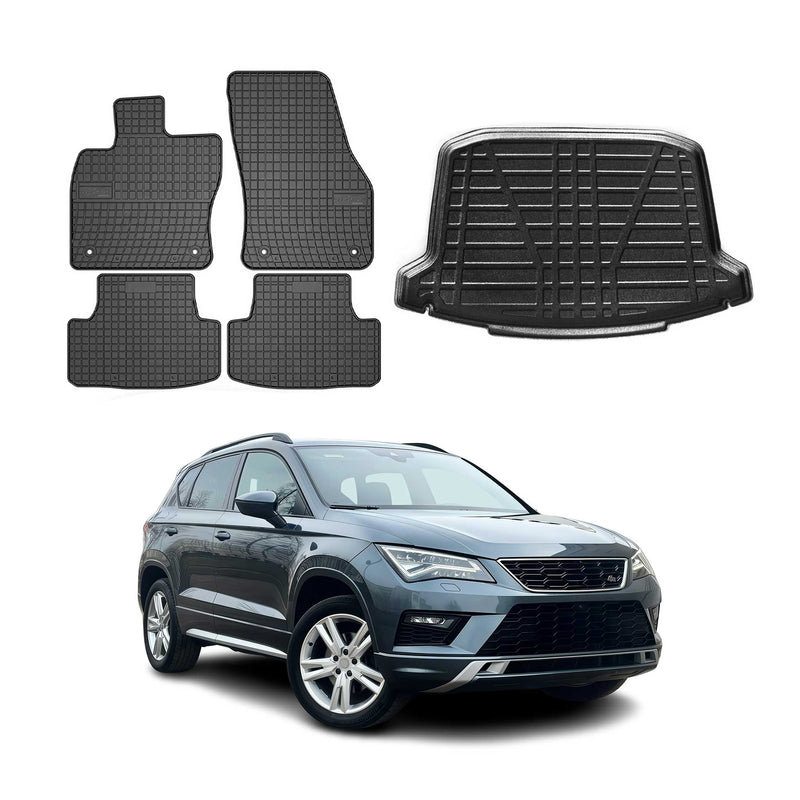 Kit Tapis de sol et coffre pour Seat Ateca 2016-2024 TPE Noir