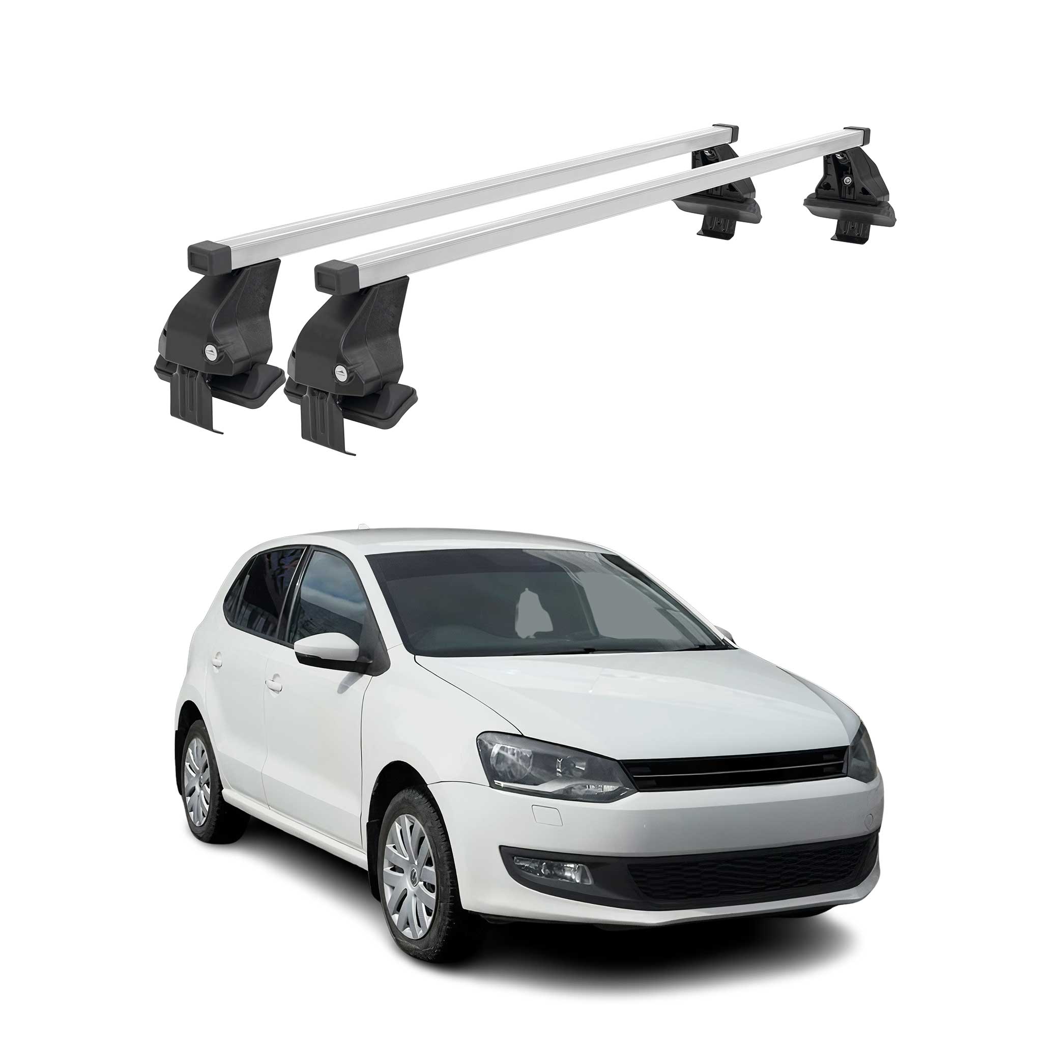 Barres de toit transversales pour VW Polo V 2009-2017 Acier Gris