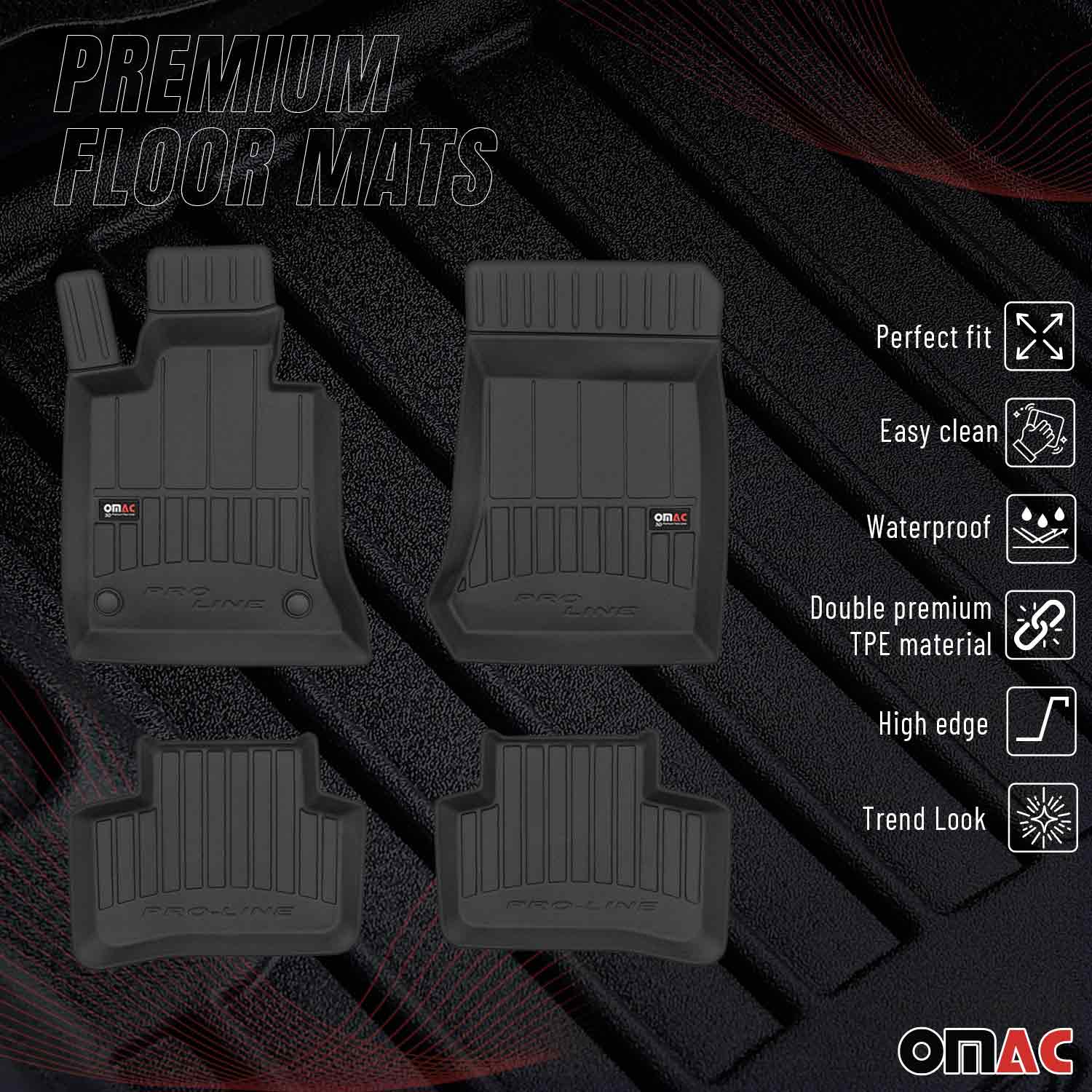 OMAC Tapis de sol en caoutchouc pour Mercedes Classe GLK 2008-2015 Noir Premium