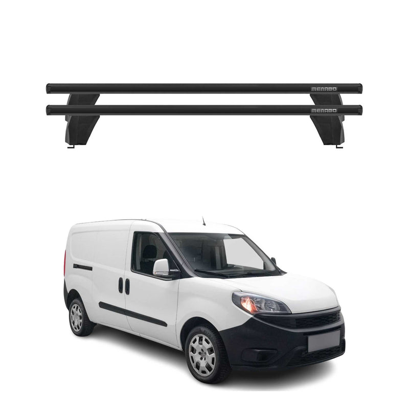 Menabo Barres de toit Transversales pour Fiat Doblo II Maxi 2015-2024 Alu Noir