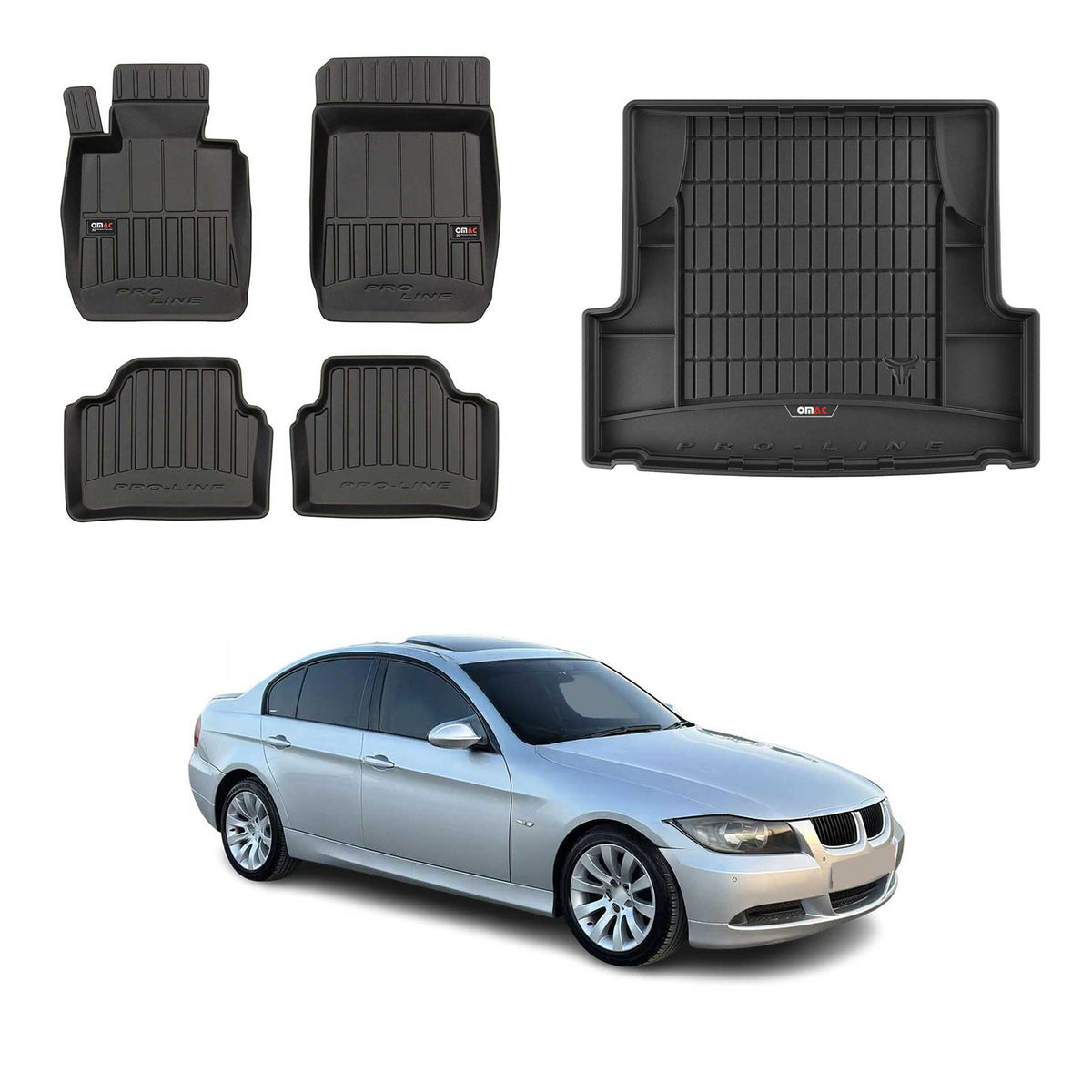 OMAC Kit Tapis de Sol et Coffre pour BMW Serie 3 E91 Break 2005-2012 RWD