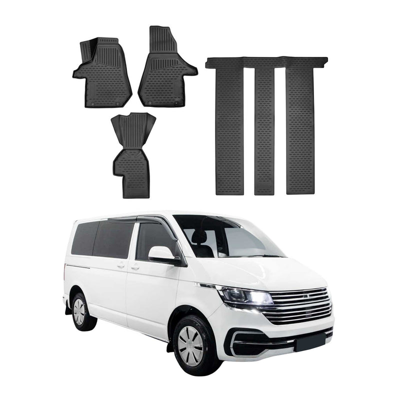 Tapis de sol pour VW T6.1 Multivan 2019-2024 en caoutchouc TPE 3D Noir 4Pcs