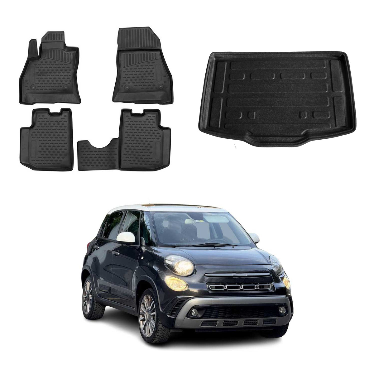 OMAC Kit Tapis de Sol et Coffre pour Fiat 500L 2013-2022