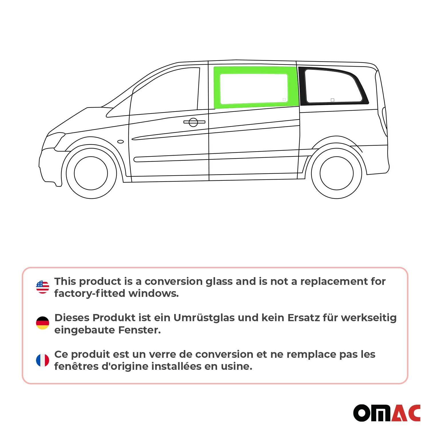 Fixe Vitre de Porte pour Mercedes Vito W639 2003-2014 L1 L2 L3 Avant Gauche