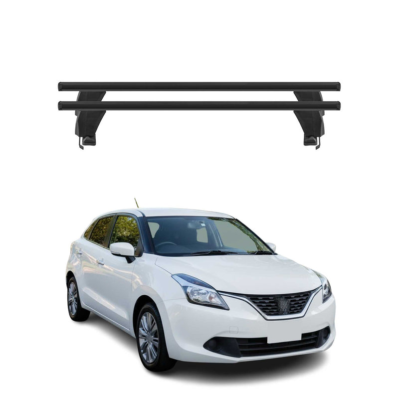 Menabo Barres de toit Transversales pour Suzuki Baleno 2015-2019 Noir ABE 2x