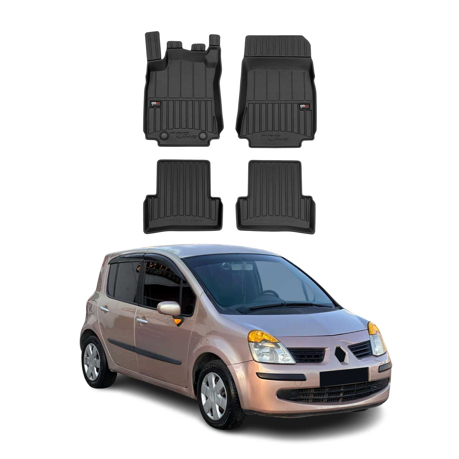 Tapis de Sol pour Renault Modus 2004-2012 Caoutchouc TPE Noir 4 Pcs