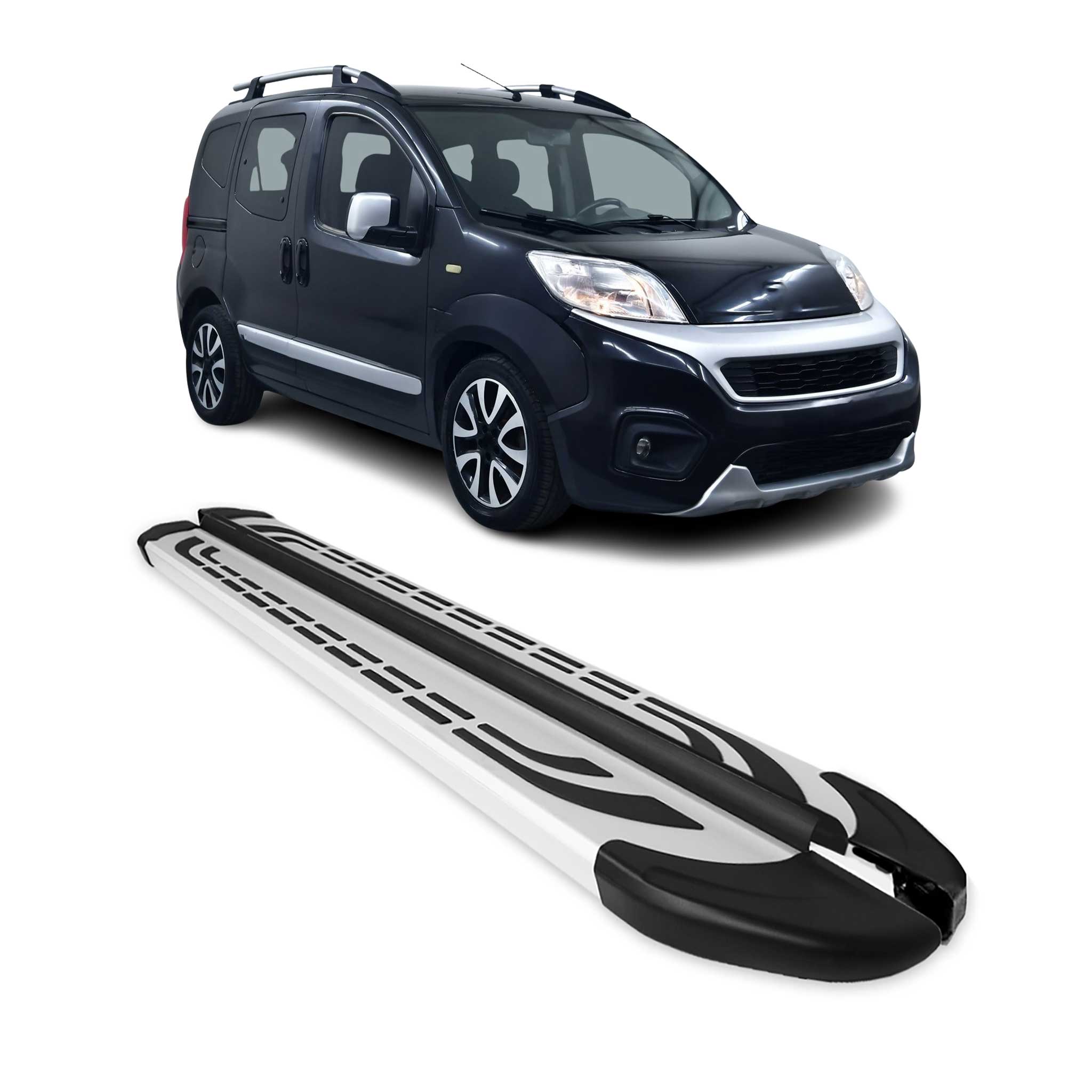 Marchepieds Latéraux pédale pour Fiat Fiorino III 2007-2024 Aluminium Gris 2Pcs
