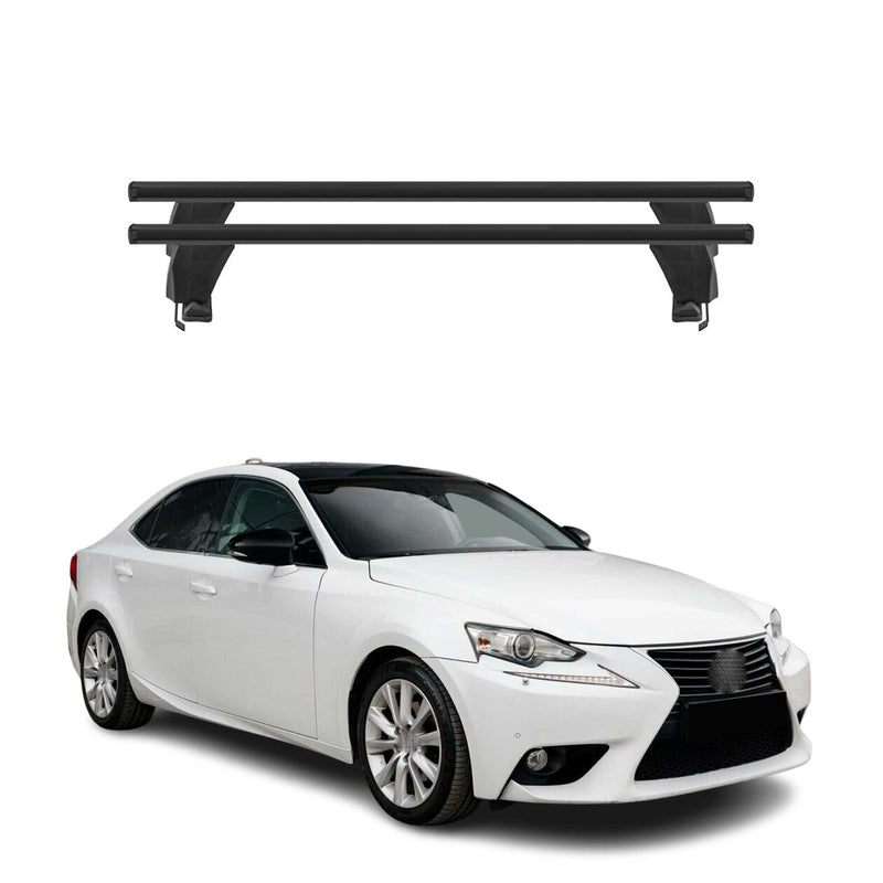 Menabo Barres de toit Transversales pour Lexus IS XE30 2013-2020 Noir ABE 2x