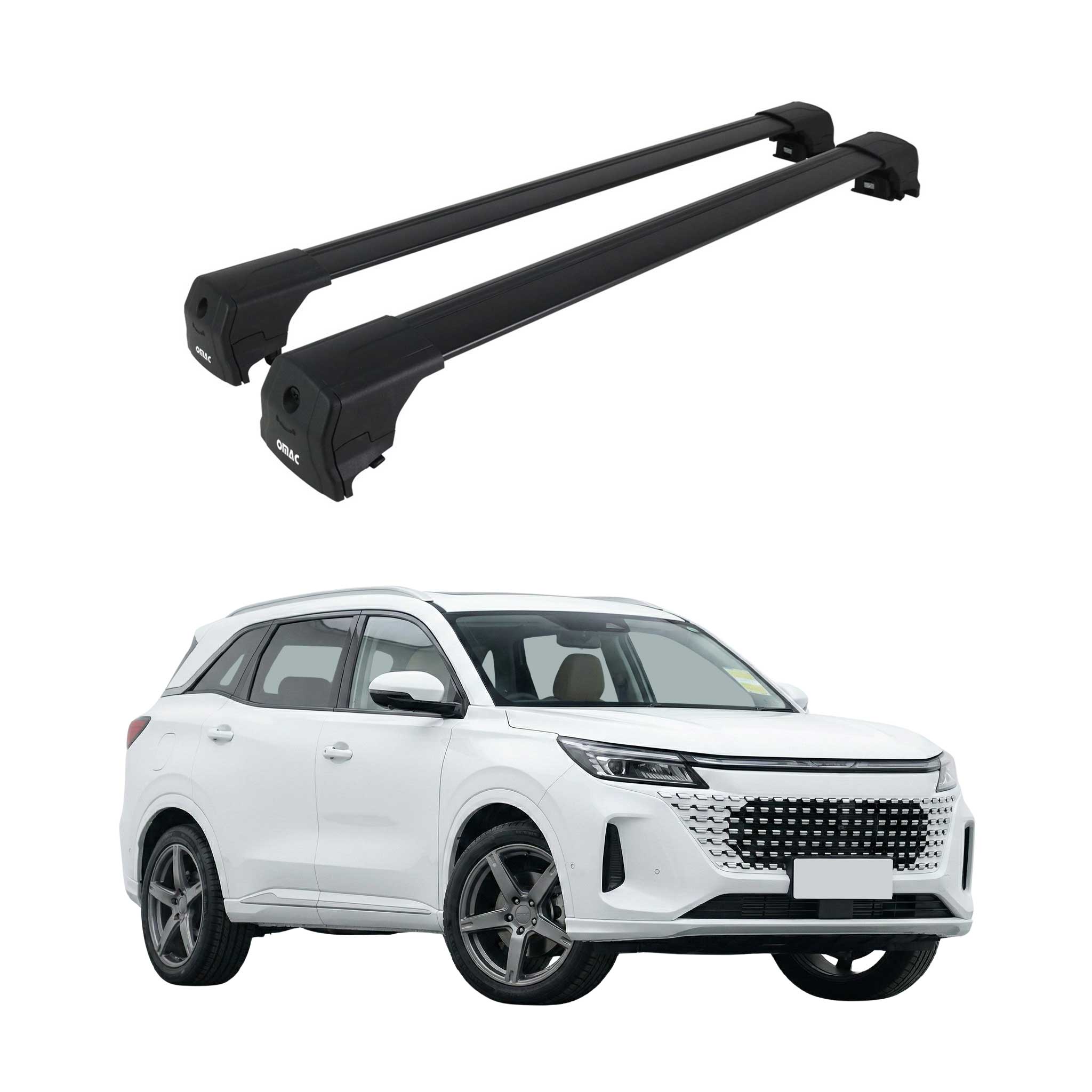 Barres De Toit Transversales pour DFSK E5 2023-2026 Aluminium Noir 2Pcs
