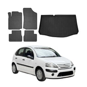 Kit Tapis de sol et coffre pour Citroen C3 2002-2009 TPE Noir
