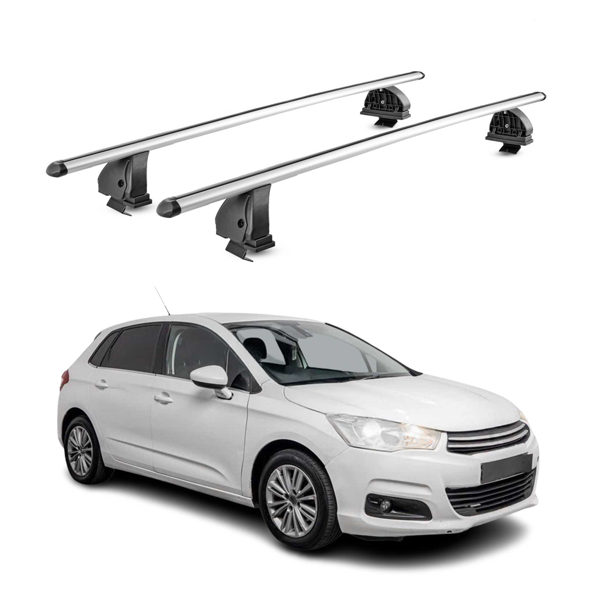 Barres de toit transversales Alu pour Citroen C4 II 2010-2018 TÜV 75 kg Gris 2x
