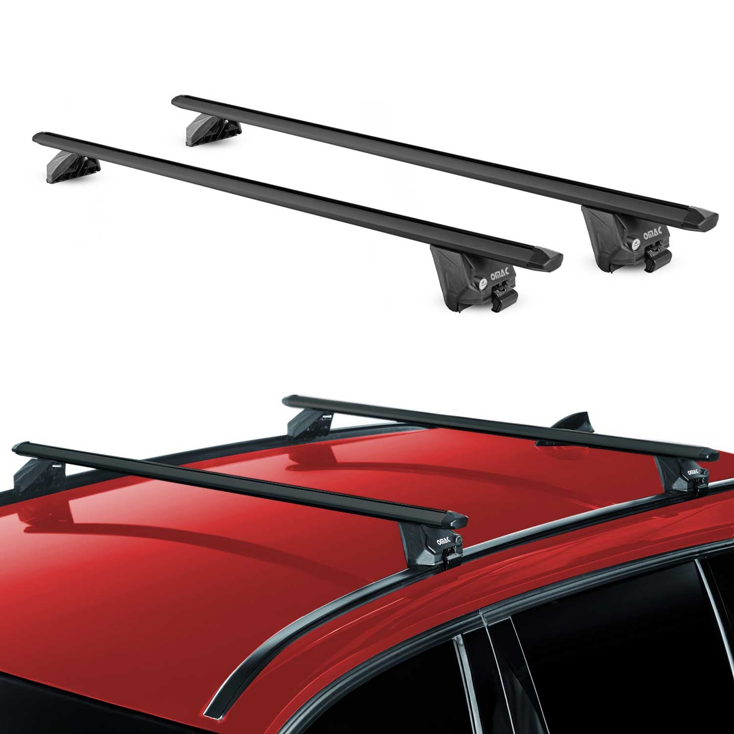 Barres de toit transversales pour Nissan Qashqai J11 2014-2021 Alu Noir 2x ABE