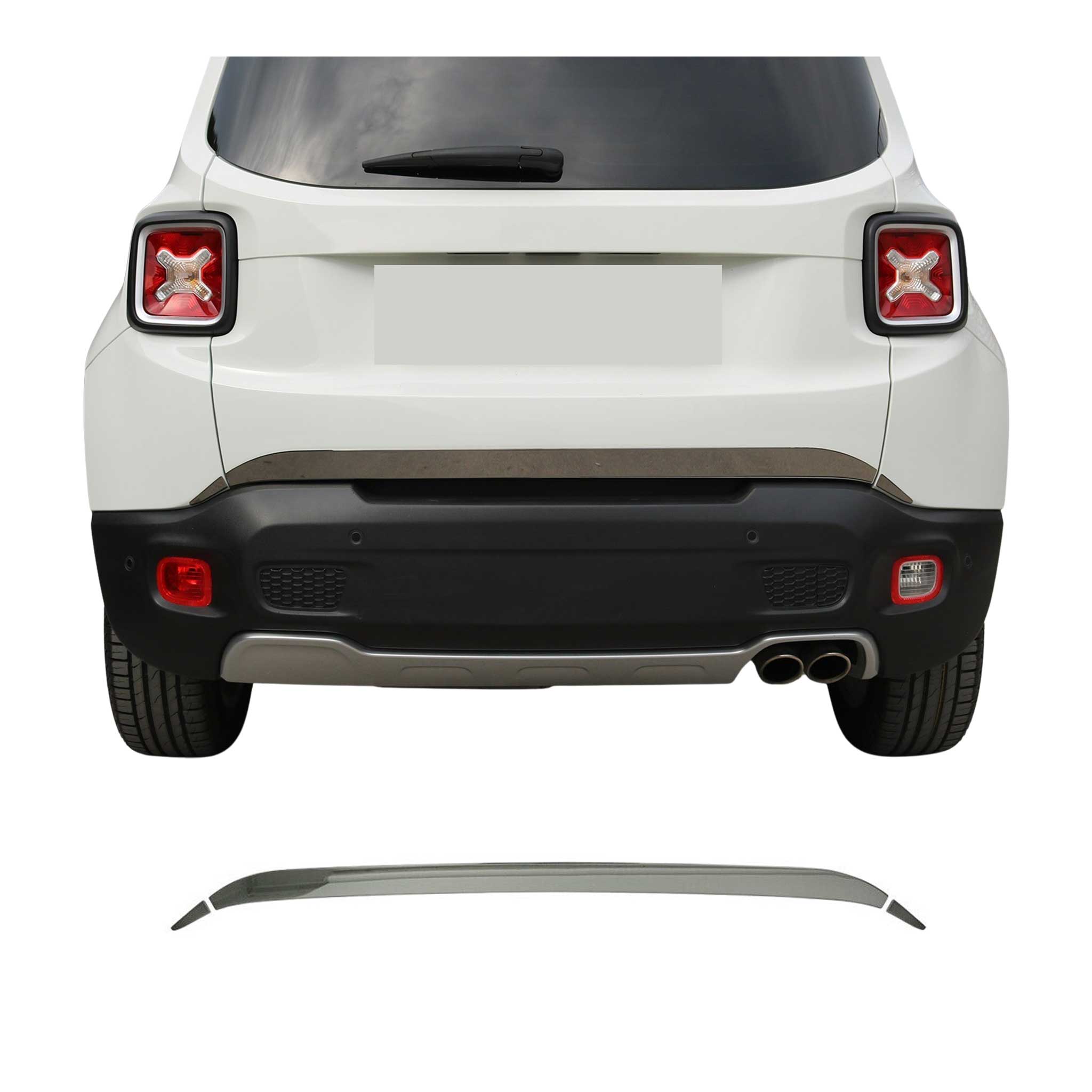 Garniture de Hayon Coffre pour Jeep Renegade 2014-2019 acier inox foncé 3 Pcs