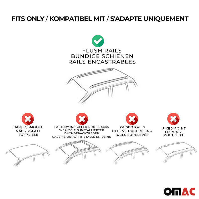 Barres de toit Transversales pour Mercedes EQA 2020-2023 Aluminium Gris ABE