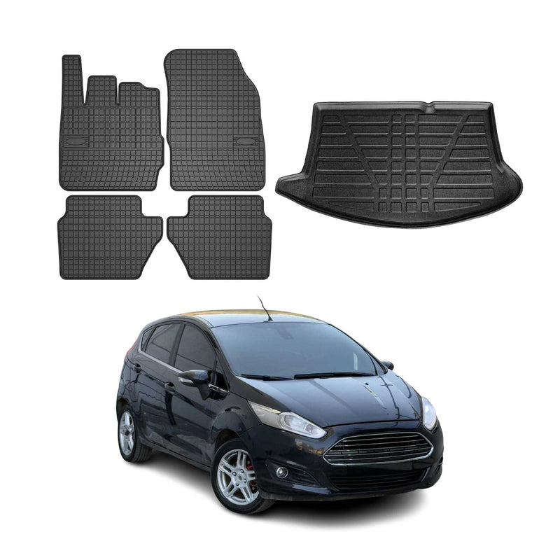 Kit Tapis de sol et coffre pour Ford Fiesta 2008-2017 HB TPE Noir