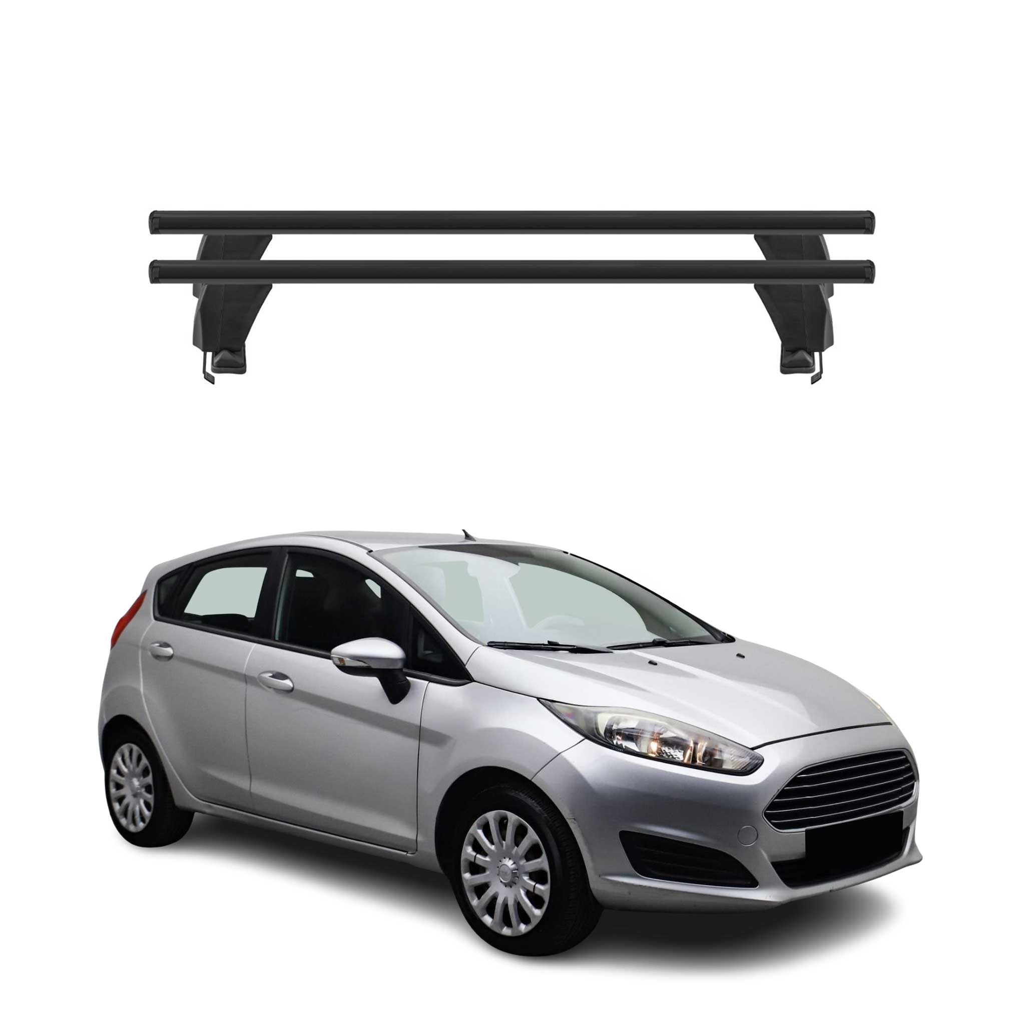 Menabo Barres de toit Transversales pour Ford Fiesta VI 2013-2017 Alu Noir ABE