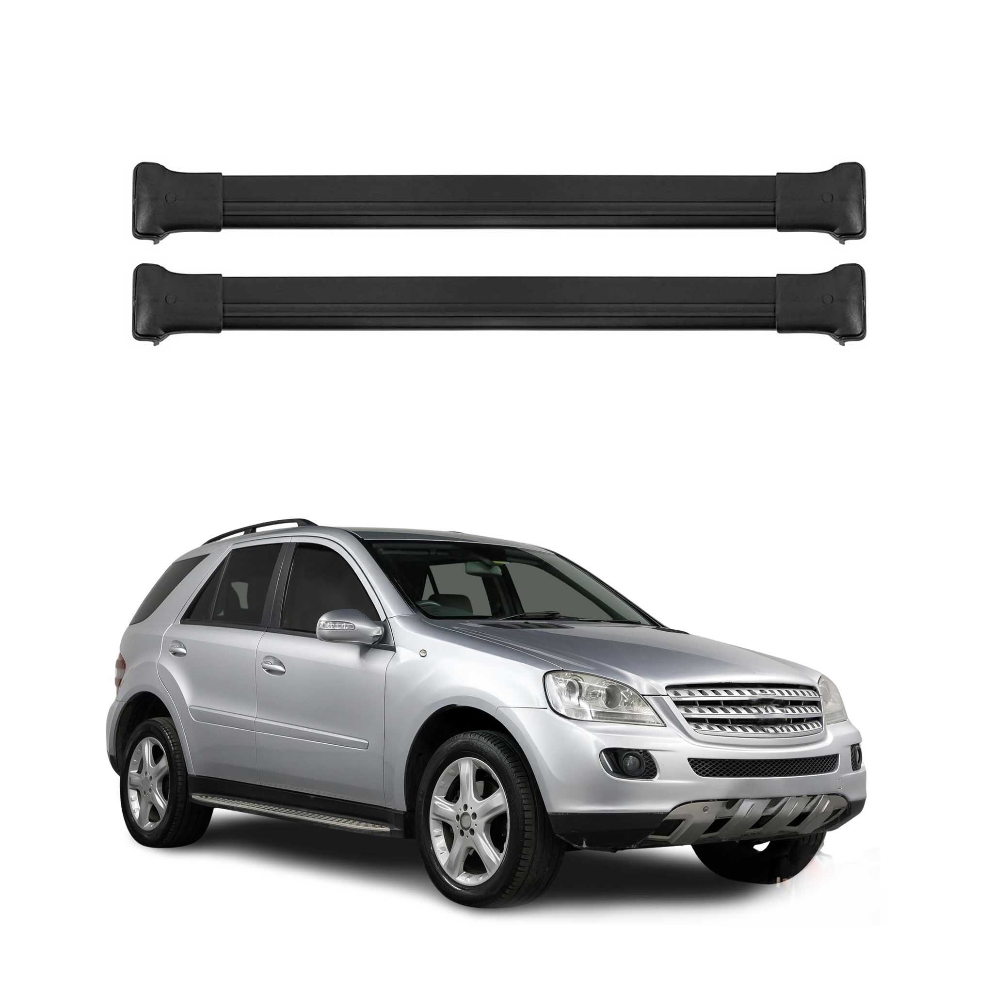 Barres de toit transversales pour Mercedes Classe M W164 2005-2011 Noir Alu