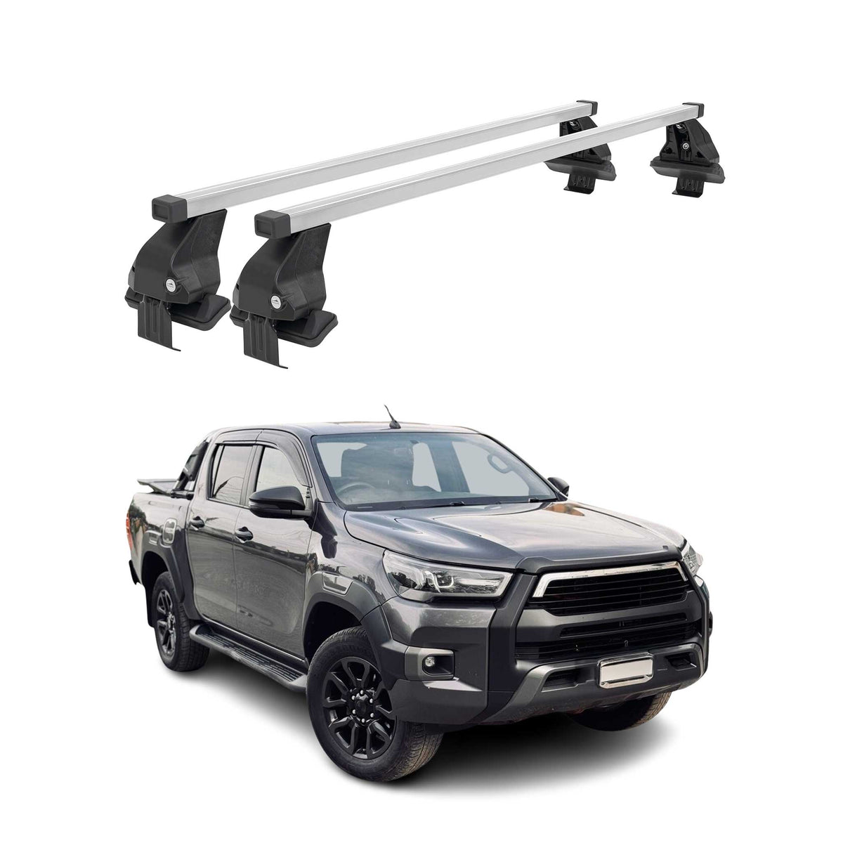 Barres de toit transversales pour Toyota Hilux VIII 2015-2026 Gris