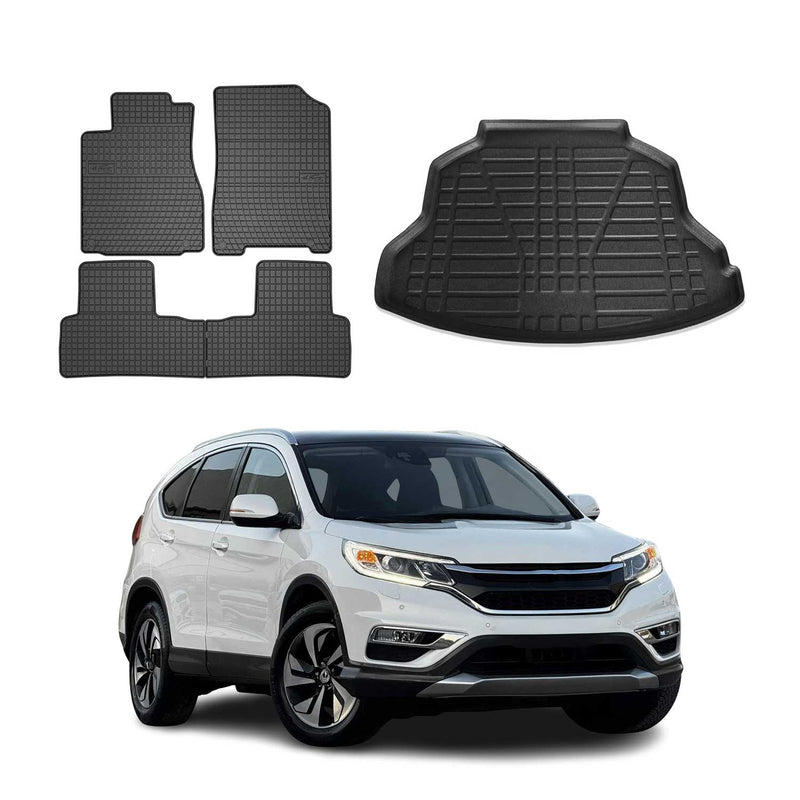 Kit Tapis de sol et coffre pour Honda CR-V 2012-2017 TPE Noir