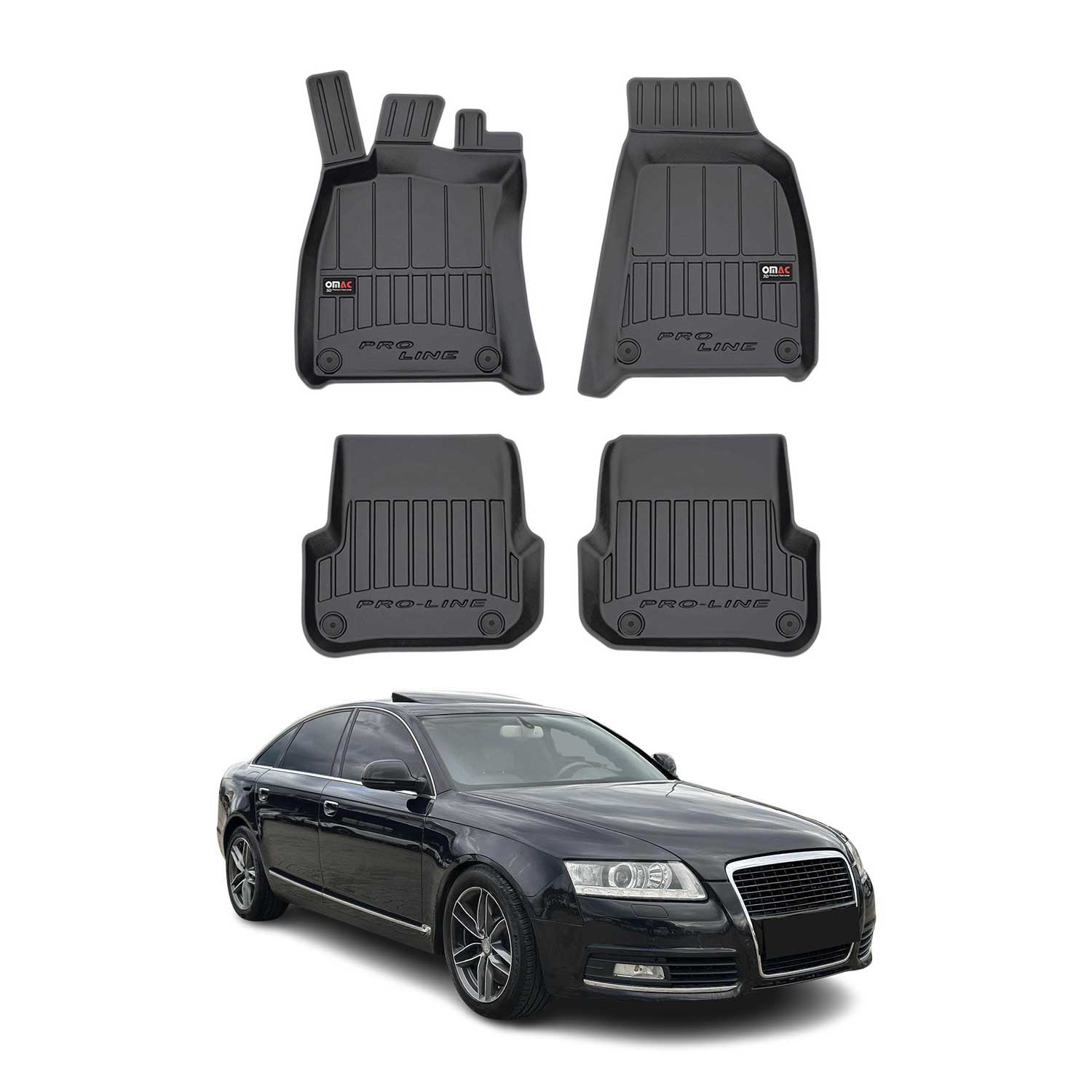 OMAC Tapis de sol caoutchouc pour Audi A6 Berline Allroad Break 2004-06 Premium