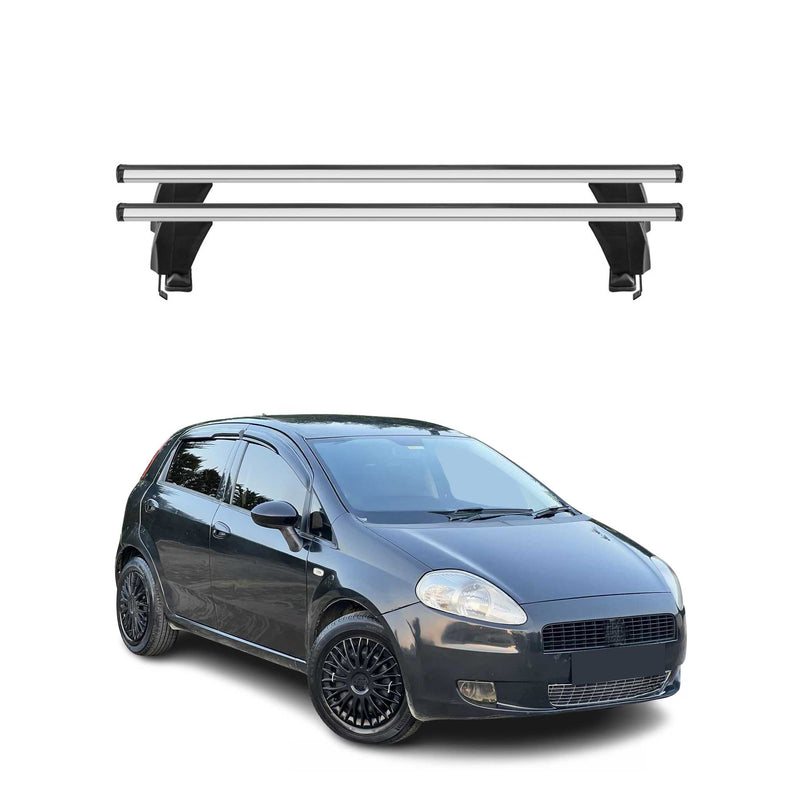 Menabo Barres de toit transversales pour Fiat Grande Punto 2005-2012 Porte-Bagage lisse Argent 5Dr 2x TÜV