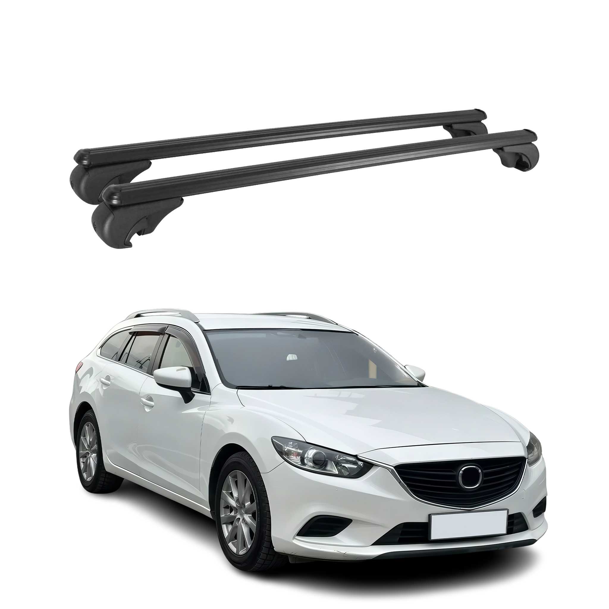 Barres de toit Transversales pour Mazda6 mk3 2012-2025 Aluminium Noir