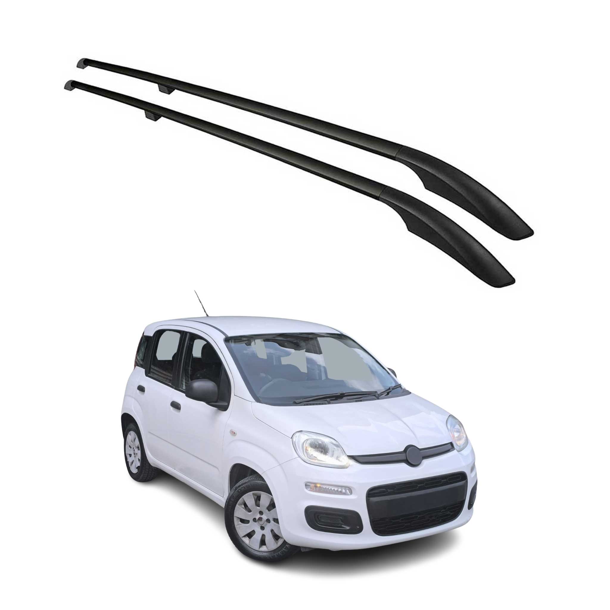 Barres de toit longitudinales pour Fiat Panda 2012-2026 Aluminium Noir