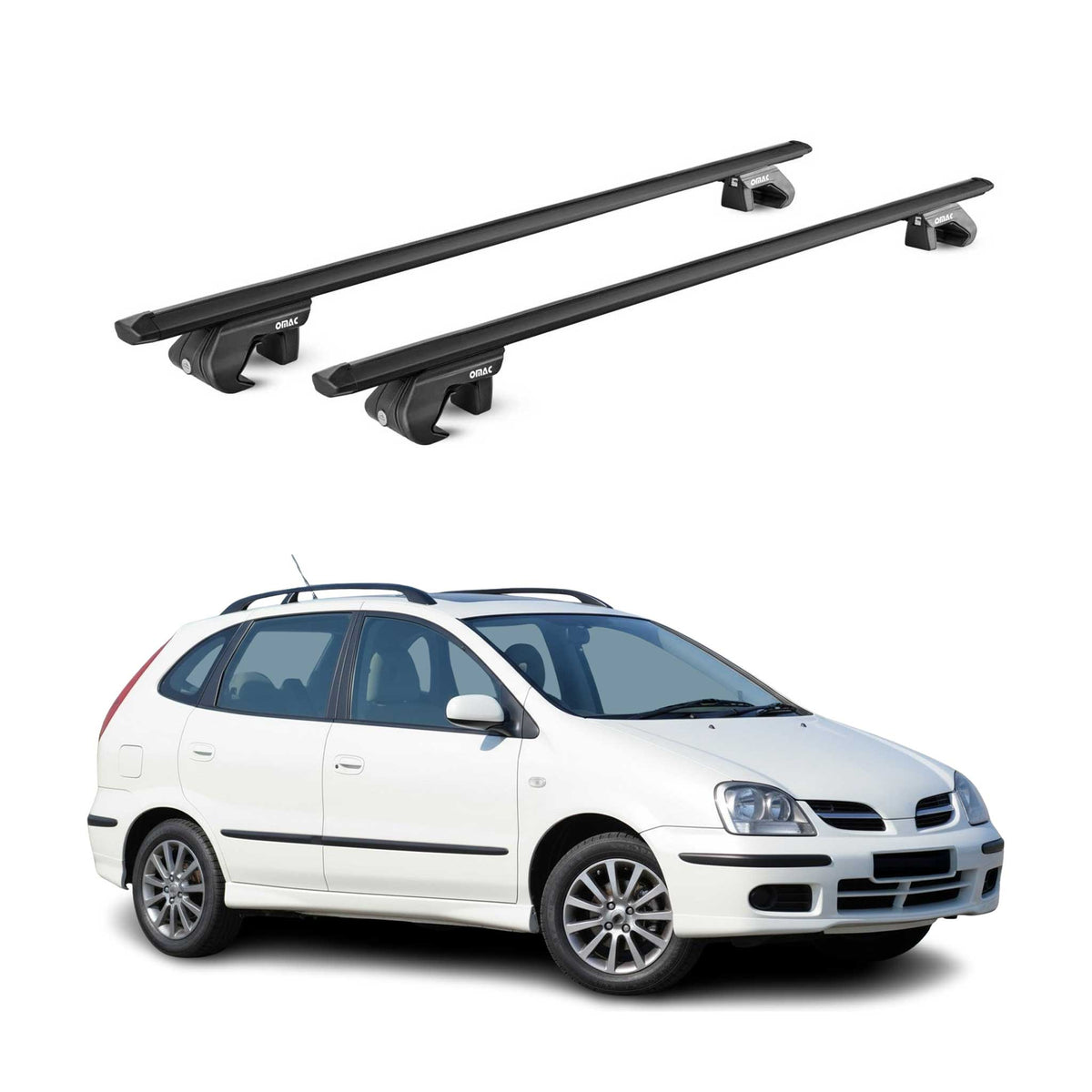 Barres de toit transversales ABE pour Nissan Almera SW N16 1999-06 5 P Noir 2x