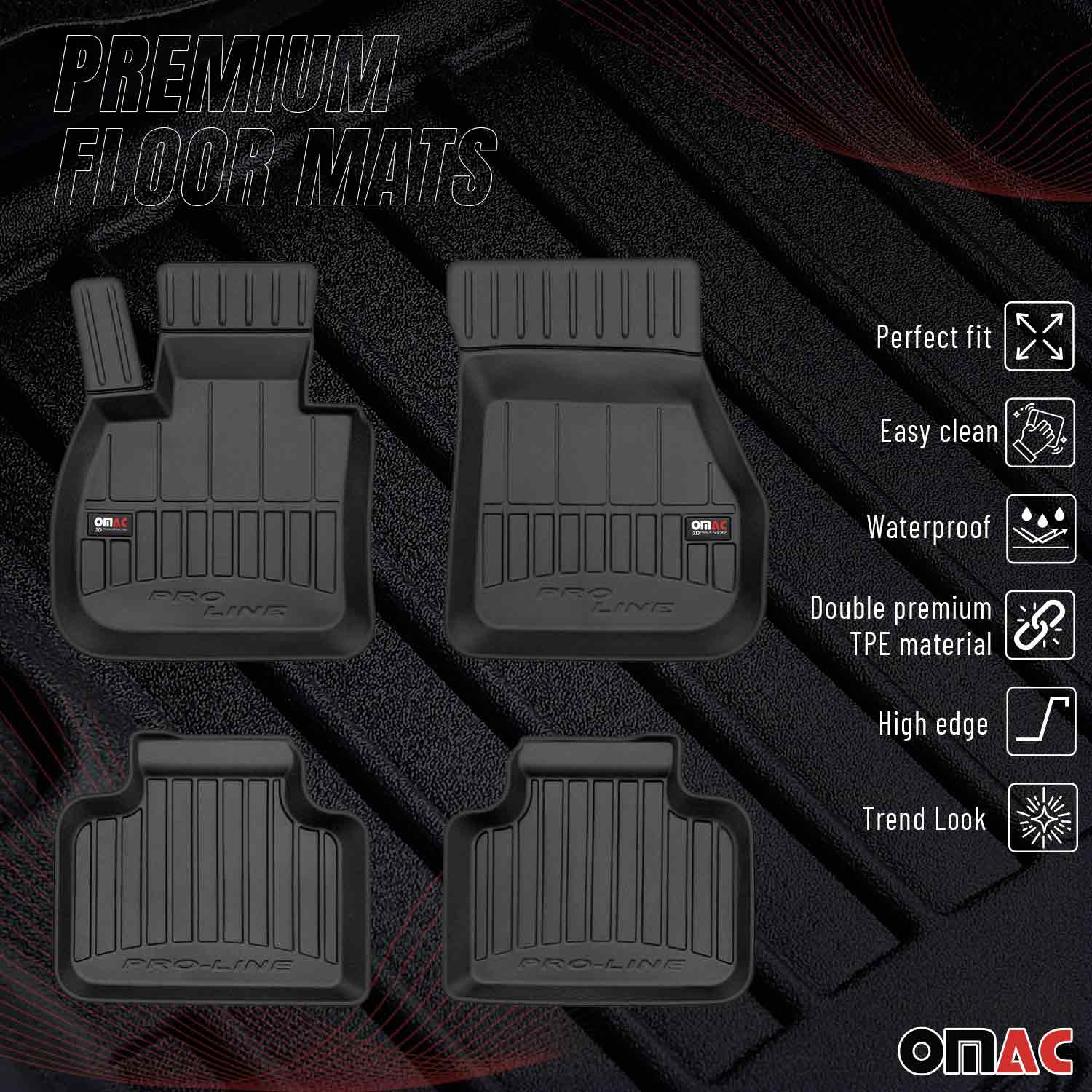 OMAC Tapis de sol en caoutchouc pour Mini Countryman F60 2017-2024 Noir Premium