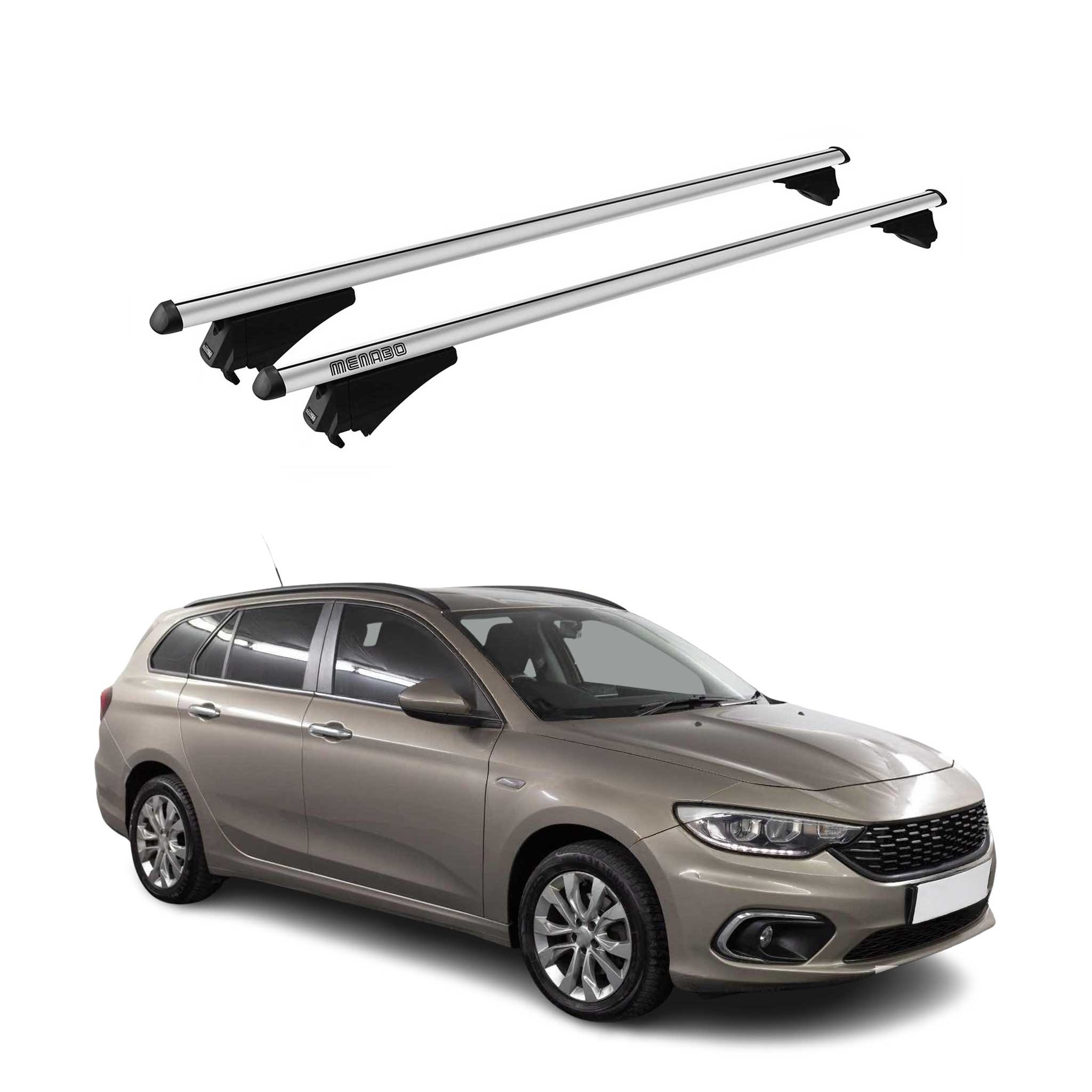 Tiger Barres de toit transversales pour Fiat Tipo Break 2015-2021 Alu Gris 2x