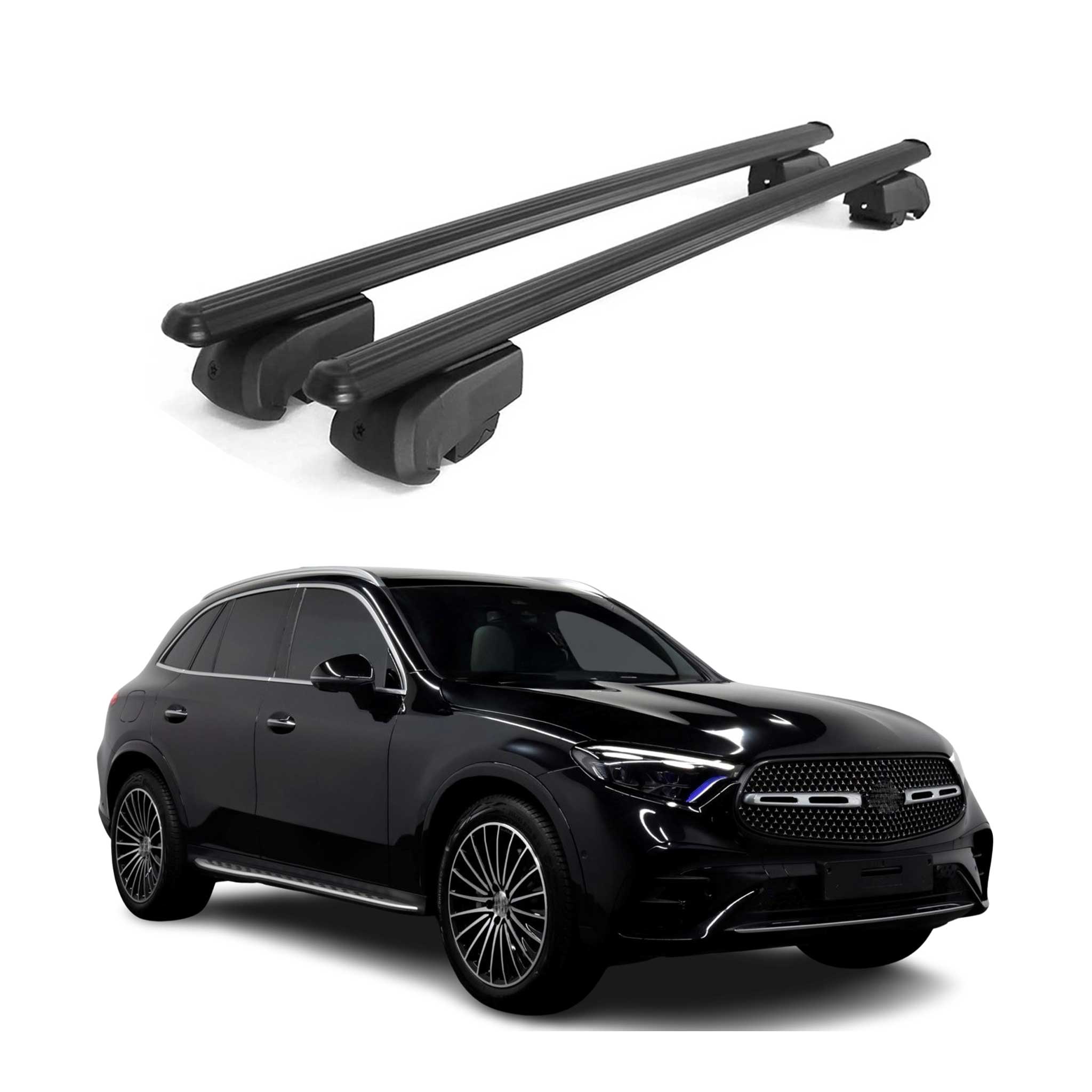 Barres de toit Transversales pour Mercedes GLC 2022-2026 ABE Aluminium Noir