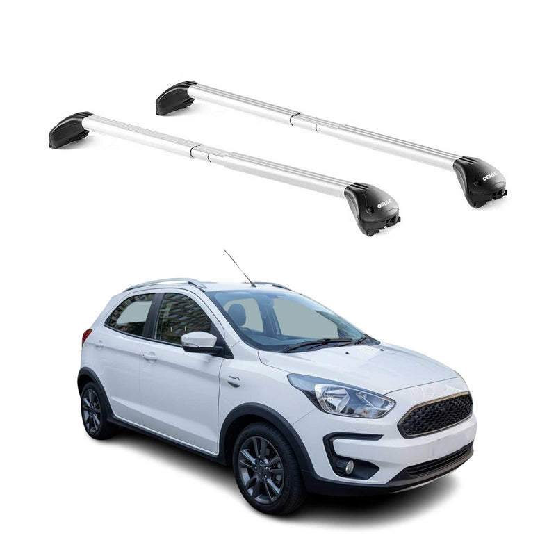 Barres de toit pour Ford Ka+ Active 2018-2019 5P Gris Argenté 2 pièces ABE